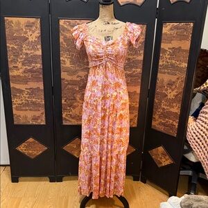 L*Space Floral Orange and Pink Maxi Dress